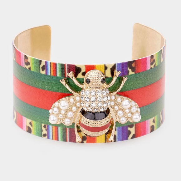 Color block leopard print cuff bracelet - Picture 1 of 4